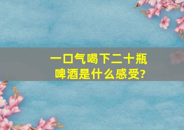 一口气喝下二十瓶啤酒是什么感受?