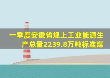 一季度,安徽省规上工业能源生产总量2239.8万吨标准煤