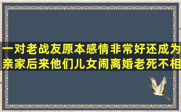 一对老战友原本感情非常好还成为亲家,后来他们儿女闹离婚老死不相...