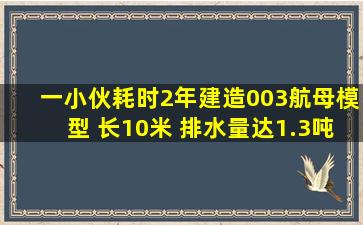 一小伙耗时2年建造003航母模型 长10米 排水量达1.3吨 #航母 #模型...