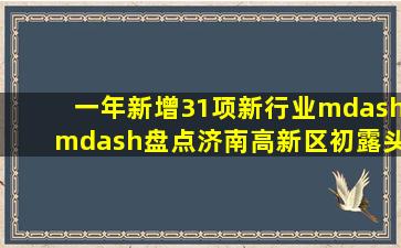 一年新增31项新行业——盘点济南高新区初露头角的新质生产力