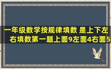 一年级数学按规律填数 是上下左右填数、第一题、上面9左面4右面5...