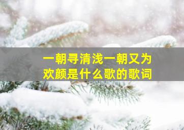 一朝寻清浅一朝又为欢颜是什么歌的歌词