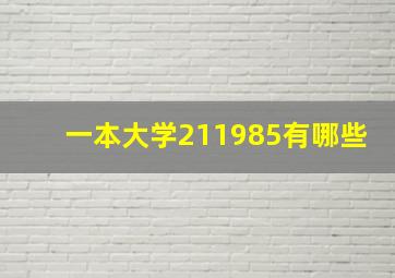 一本大学211,985有哪些