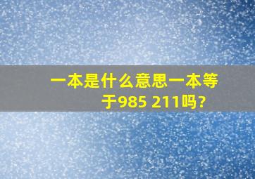 一本是什么意思,一本等于985 211吗?