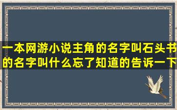 一本网游小说主角的名字叫石头,书的名字叫什么忘了,知道的告诉一下,...