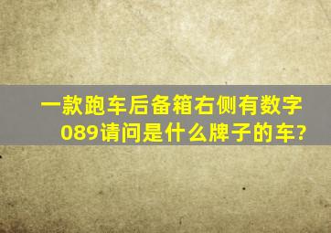 一款跑车,后备箱右侧有数字089,请问是什么牌子的车?