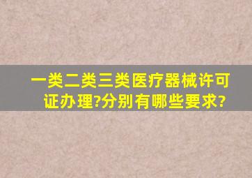 一类、二类、三类医疗器械许可证办理?分别有哪些要求?