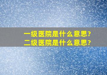 一级医院是什么意思?二级医院是什么意思?