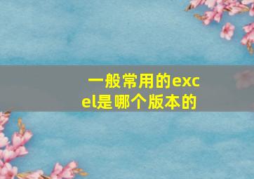 一般常用的excel是哪个版本的