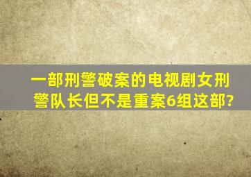 一部刑警破案的电视剧,女刑警队长,但不是《重案6组》这部?