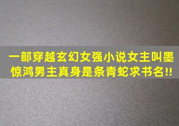 一部穿越玄幻女强小说,女主叫墨惊鸿,男主真身是条青蛇,求书名!!