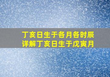 丁亥日生于各月各时辰详解,丁亥日生于戊寅月