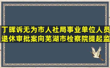 丁晖诉无为市人社局事业单位人员退休审批案向芜湖市检察院提起监督