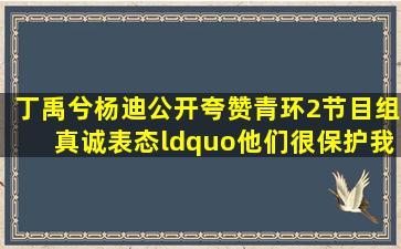 丁禹兮、杨迪公开夸赞《青环2》节目组真诚表态“他们很保护我们...