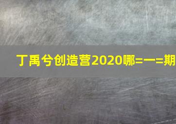 丁禹兮创造营2020哪=一=期