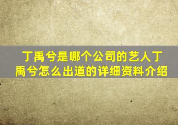 丁禹兮是哪个公司的艺人丁禹兮怎么出道的详细资料介绍