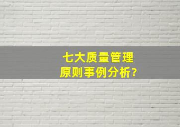 七大质量管理原则事例分析?