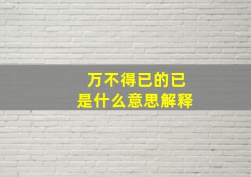 万不得已的已是什么意思解释