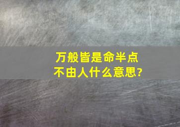 万般皆是命,半点不由人,什么意思?