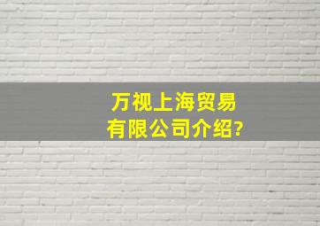 万视(上海)贸易有限公司介绍?