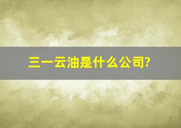 三一云油是什么公司?