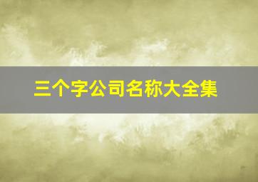 三个字公司名称大全集