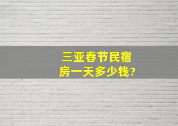 三亚舂节民宿房一天多少钱?