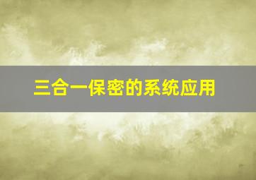 三合一保密的系统应用