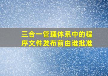 三合一管理体系中的程序文件发布前,由谁批准