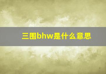 三围bhw是什么意思