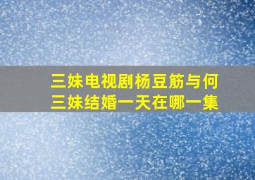 三妹电视剧杨豆筋与何三妹结婚一天在哪一集