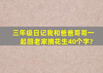 三年级日记我和爸爸哥哥一起回老家摘花生40个字?