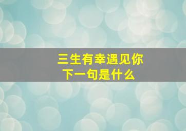 三生有幸遇见你下一句是什么 