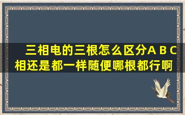 三相电的三根怎么区分A B C 相还是都一样随便哪根都行啊 