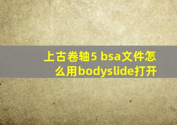 上古卷轴5 bsa文件怎么用bodyslide打开