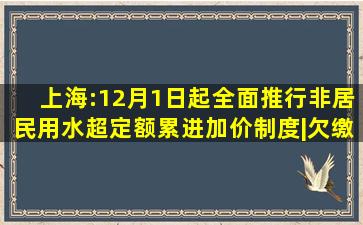 上海:12月1日起全面推行非居民用水超定额累进加价制度|欠缴