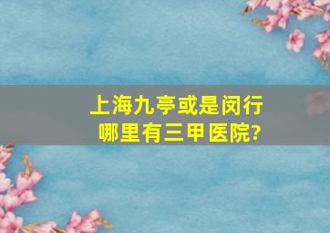 上海九亭或是闵行哪里有三甲医院?