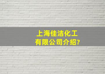 上海佳洁化工有限公司介绍?