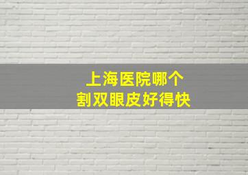 上海医院哪个割双眼皮好得快