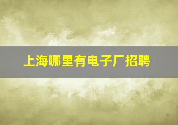 上海哪里有电子厂招聘