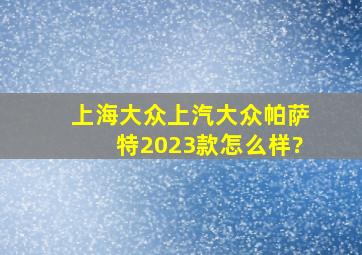 上海大众(上汽大众)帕萨特2023款怎么样?