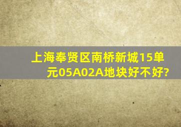 上海奉贤区南桥新城15单元05A02A地块好不好?