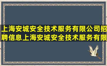 上海安城安全技术服务有限公司招聘信息,上海安城安全技术服务有限...