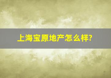 上海宝原地产怎么样?