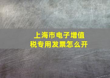 上海巿电子增值税专用发票怎么开