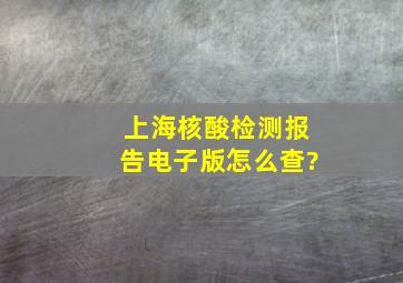 上海核酸检测报告电子版怎么查?