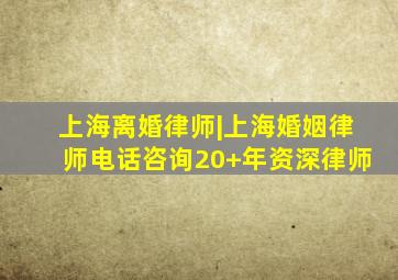 上海离婚律师|上海婚姻律师电话咨询(20+年资深律师)