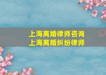 上海离婚律师咨询(上海离婚纠纷律师(((