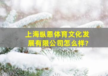 上海纵恩体育文化发展有限公司怎么样?